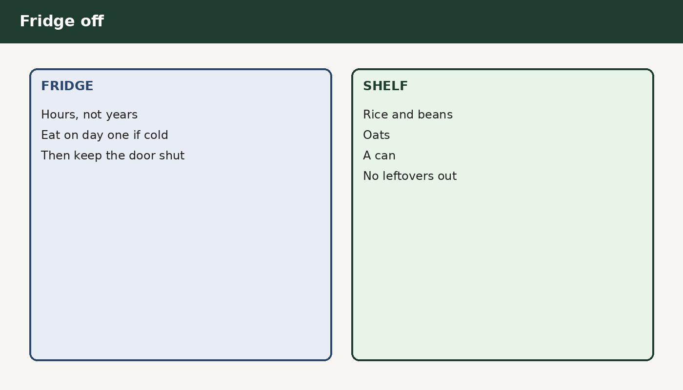 Fridge foods versus shelf foods when the power is out